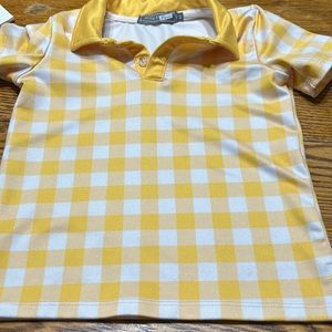 Millie and Maxx yellow/white check polo. Toddler Size 2.